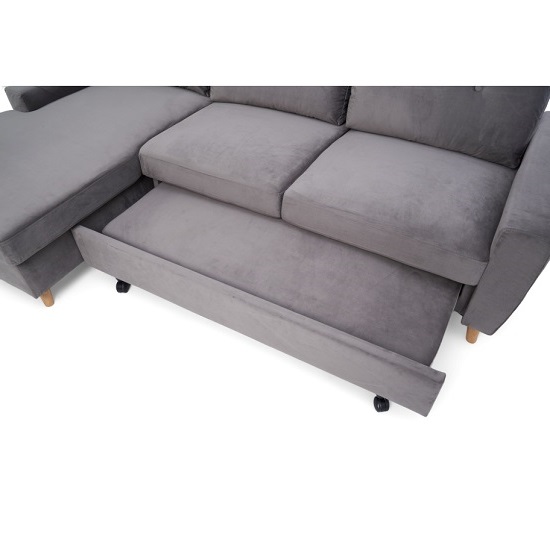 Coreen Velvet Left Hand Facing Chaise Sofa Bed In Grey_5